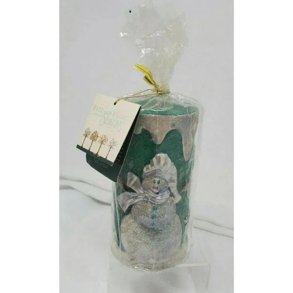 Fitz and Floyd For All Seasons snowman pillar Candle Christmas first snow - Picture 1 of 9